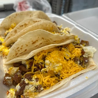 Eggs, Sausage & Cheese Taco