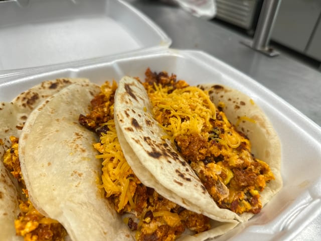 Chorizo Egg and Cheese Taco.