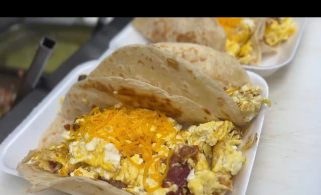 Eggs, Bacon & Cheese Taco.