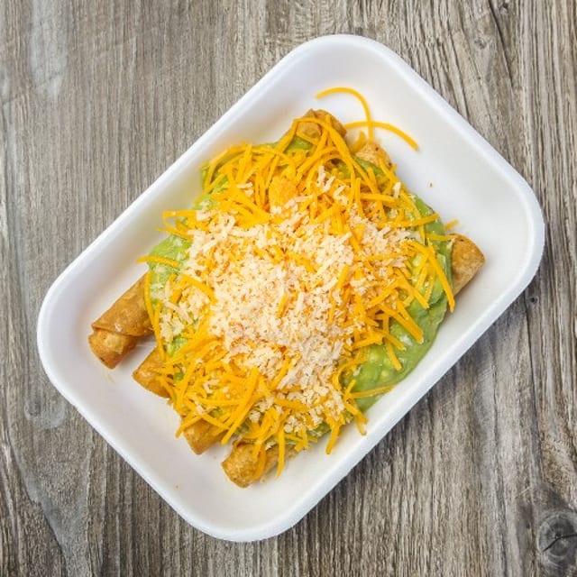 12 CHKN ROLLED TACOS GUACAMOLE.