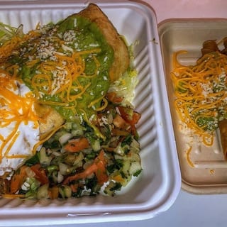 BEEF TORTA - BEANS, CHEESE, GUACAMOLE, LETTUCE, BEEF