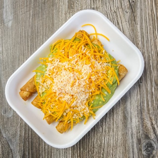 12 CHKN ROLLED TACOS GUACAMOLE.