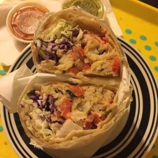 SHRIMP BURRITO - SHRIMP, RICE, SALSA FR, CABBAGE, WHITE SAUCE